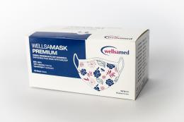 Wellsamask Premium 3-vrstv hypoalergenn ochrann stenky na gumiku - motiv kvtiny