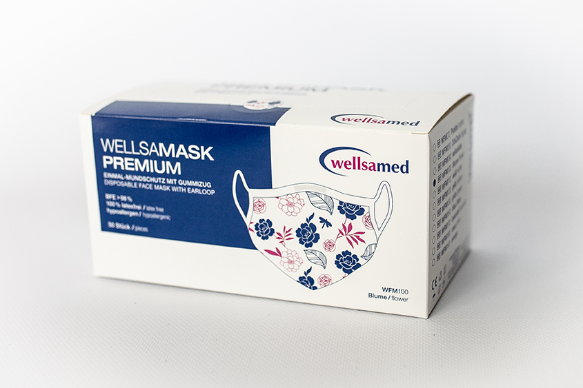Wellsamask Premium 3-vrstvé hypoalergenní ochranné ústenky na gumièku - motiv kvìtiny - zvìtšit obrázek